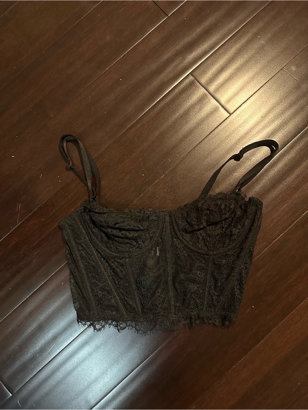 Black Lace Bustier Crop Top - Women's Black Lace Corset Top